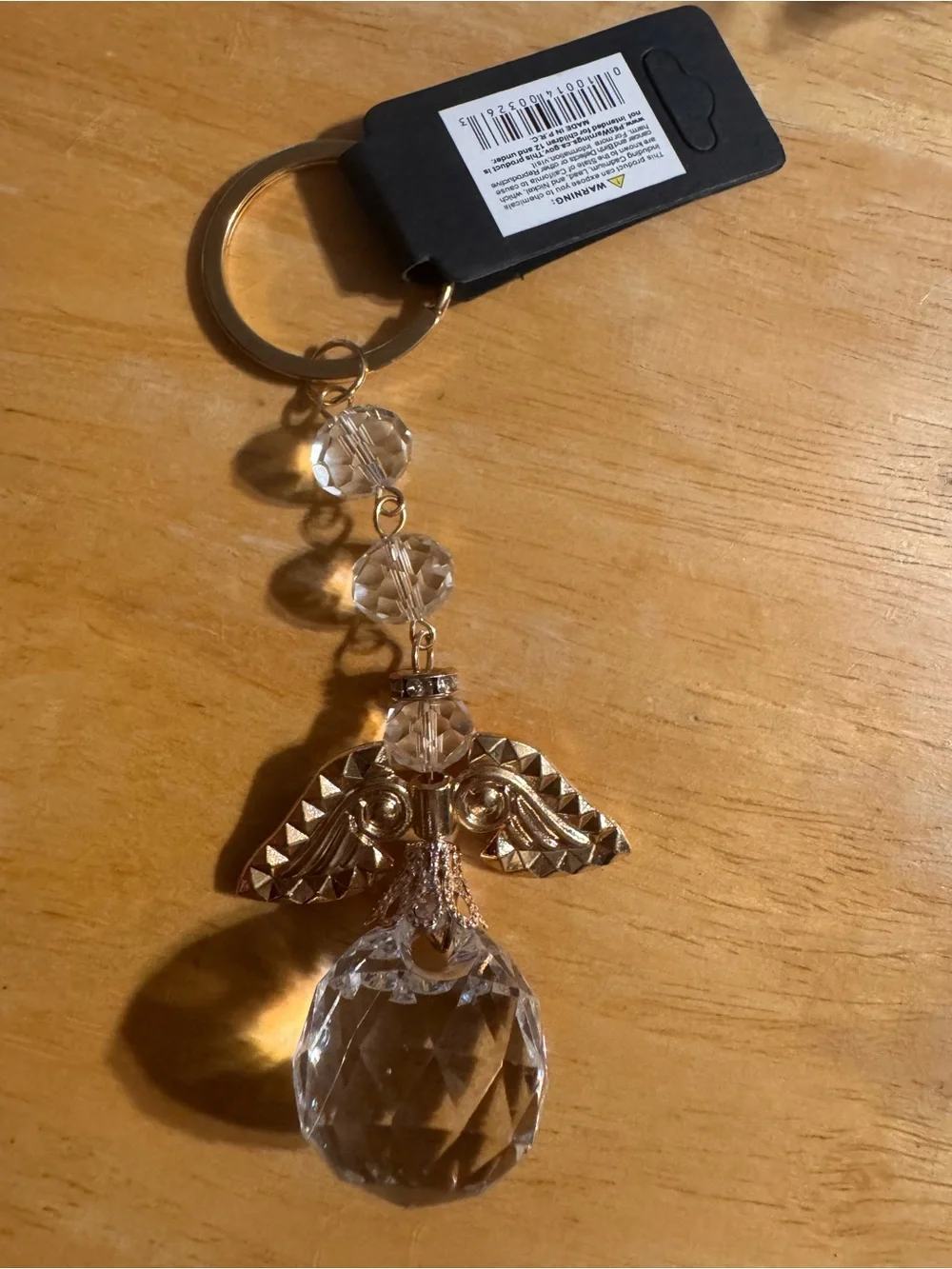 Angel Gold Tone Rhinestone Acrylic Metal Keychain